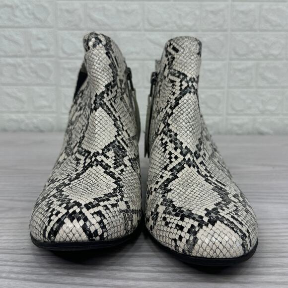 Circus Sam Edelman Pipper Ankle Bootie Sz 8.5 Ivory Black Faux Snakeskin Leather - Picture 3 of 9